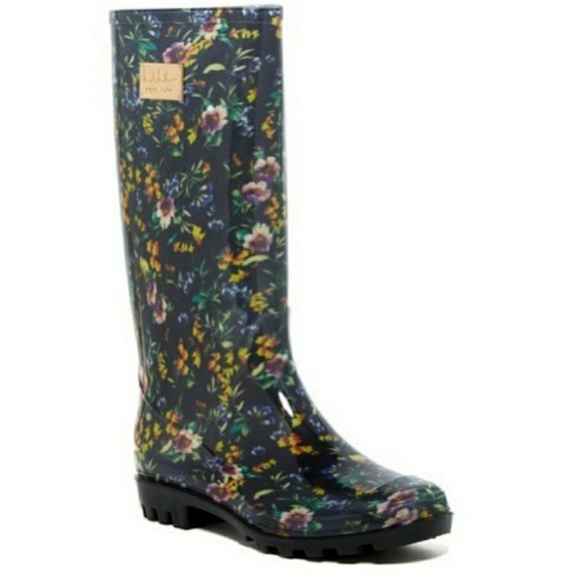 Nicole Miller Magda Green Floral Rain Boots NIB - Picture 5 of 5